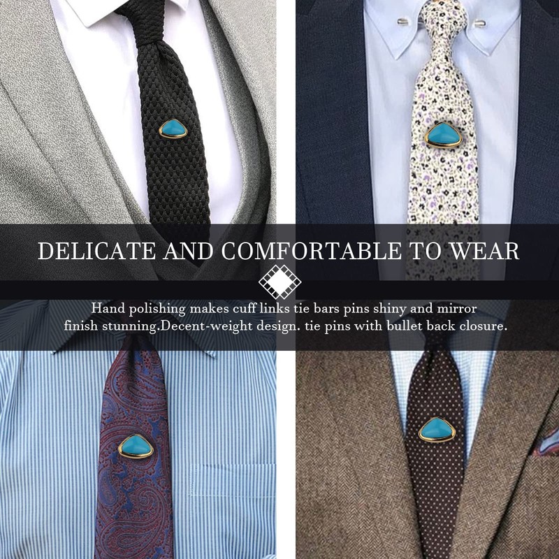 Tie Pins Tie Tacks for Men with Chain, Mens Jewelry