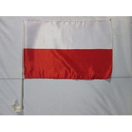 AZ FLAG Poland Car Flag 18'' x 12'' - Polish Car Flags 30 x 45cm - Banner 18x12 INCHES Plastic Stick