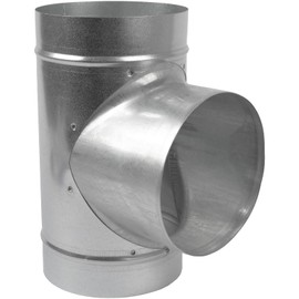 Vent Systems 6" Inch T Shape Duct Connector – Heavy-Duty Galvanized Steel 3-Way Splitter Fitting – Rust-Resistant Round Pipe Adapter for HVAC Ventilation Dryer Exhaust Heating, Cooling and Airflow