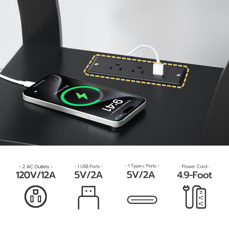 MAHANCRIS End Table with Charging Station, Side Table with USB