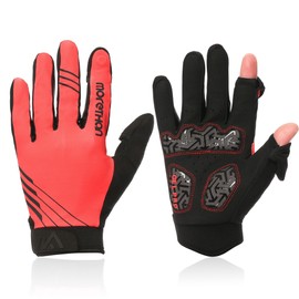 Morethan Cycling Gloves, Cycle Gloves, Smartphone Compatible, Easy Touch GVP-003, Red, M