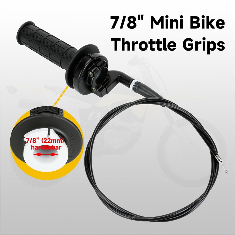 HIAORS 7/8" Mini Bike Throttle Cable Assembly Kit Compatible with