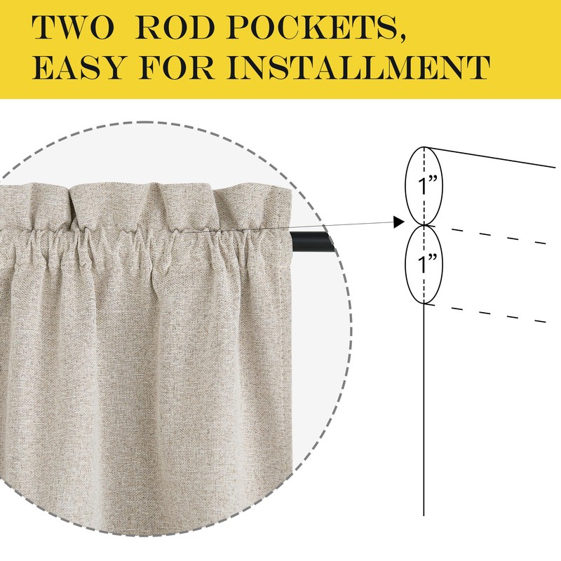 NICETOWN 100% Linen Blackout Door Curtain for Patio Glass Window,