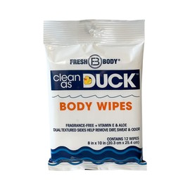 Clean As Duck Body Wipes (1 Pack, 12 Wipes) - Textured Shower Wipes with Vitamin E & Aloe - No Added Fragrance, Alcohol, Sulfates or Parabens