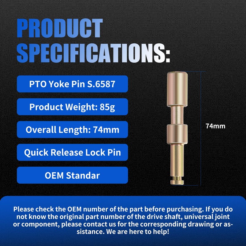 New S.6587 PTO Power Take Off Pin Yoke Quick Release