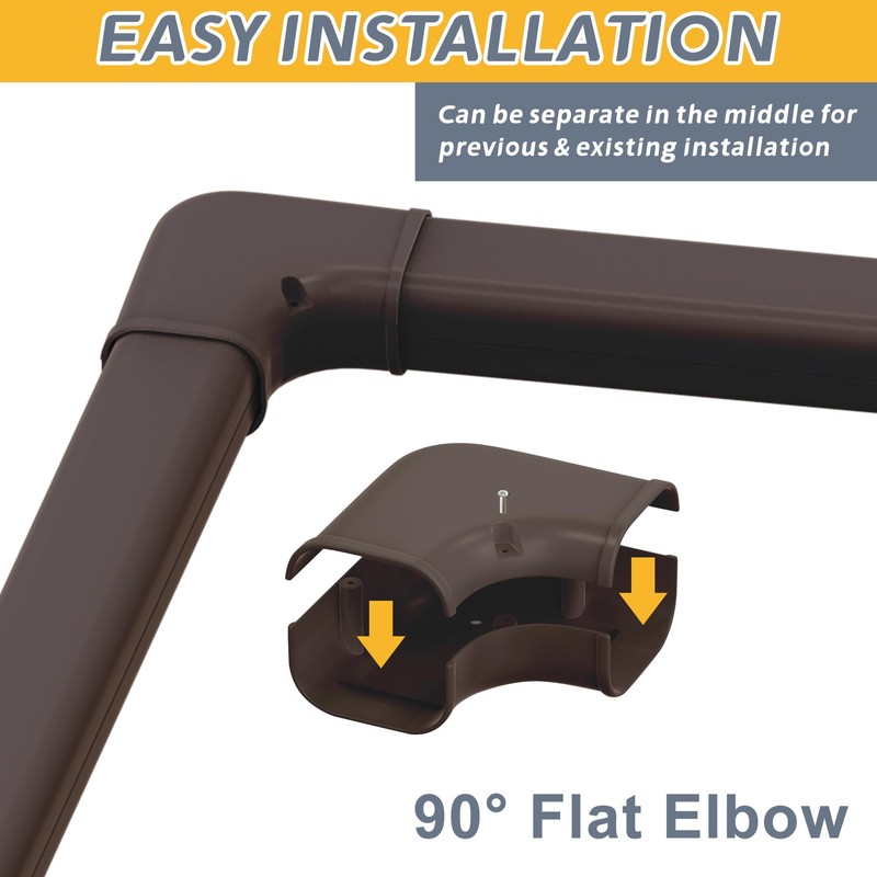 Flamorrow 3" W 90° Brown Flat Elbow, Mini Split Line