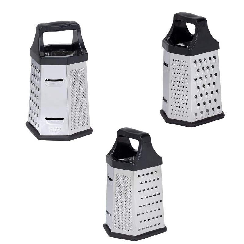 Zester 5404337 Hexagonal Cheese Grater with Non-Slip Base, Multi-Purpose Stainless