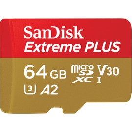 SanDisk Extreme Plus 64 GB microSDXC Memory Card + SD Adapter with A2 App Performance up to 170 MB/s, Class 10, U3, V30