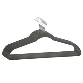 Simplify Extra Wide 21” Velvet Coat Hangers | 6 Pack | Slim Design | Heavy Duty | Holds 10 Pounds | Closet Organization | Shirt & Clothes | Grey