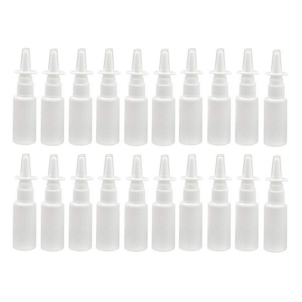 ericotry 20pcs 10ml White Plastic Empty Refillable Nasal Spray Bottles Container