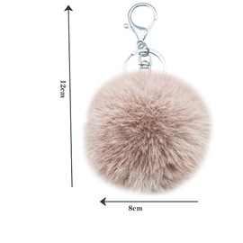 MMQXWZG Pom Poms Keychains Faux Rabbit Fur Fluffy Pompoms Keyring for Women Handbag Bag Pendant,skin pink