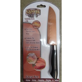 Copper Knife Santuko Stainless Steel Copper Coating Stays Sharp Forever  NEW