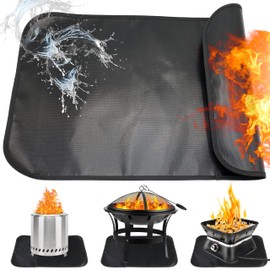 Fire Pit Mat for Solo Stove Fireproof Mat Under Grill Tabletop Deck Oilproof Waterproof Firepit Mats Heat Resistant Mat BBQ Pad Outdoor Indoor Accessories (Rectangle 25×17in)