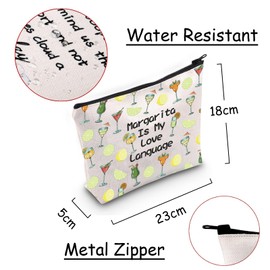 JXGZSO Margarita Themed Toiletry Bag Margarita Is My Love Language Cosmetic Bag Drinking Lover Gift Bartender Retirement Gifts