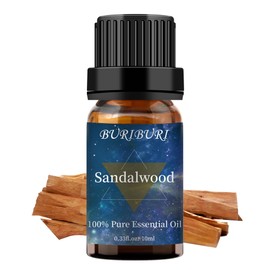 BURIBURI Sandalwood Essential Oils for Diffuser, Skin, Hair, 100% Pure, Fragrance Oil for Candle Soap Perfume Making, Natural, Organic Aromatherapy Sandalwood Oils 10ML