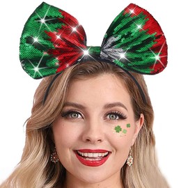 Zoestar St Patrick's Day Headband Green Bow Headwear St Patricks Day Hair Band Festival Costume Hair Accessories for Women