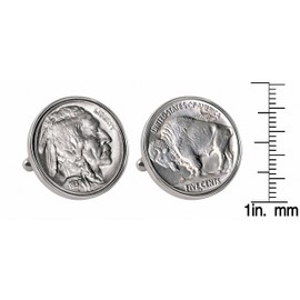 American Coin Treasures Buffalo Nickel Silvertone Bezel Cuff Links