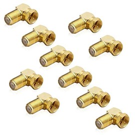 conecto 90 Degree F Male to F Female Angle Adapter for Angled F Connector Gold Plated (Pack of 10)