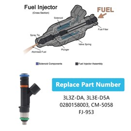 Yezoauto - Inyector de combustible compatible con F-150 5.4L V8 2004 reemplazar OE 0280158003, 3L3Z-DA, 3L3E-D5A, 3L3Z-9F593-DA
