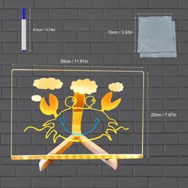Light Up Acrylic Board with 7 Colors Pen, Magic Led Note Board with Colours with Light, Luminous Acrylic Message Board, 2025 New Creative Rewritable Acrylic Led Message Board, with Stand(30 * 20cm)