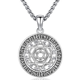 Aniu Graduation Gifts Hexagram Necklace for Men Star of David Sterling Silver 925 Pendant Viking Runes Amulet Jewelry Amulet Necklace