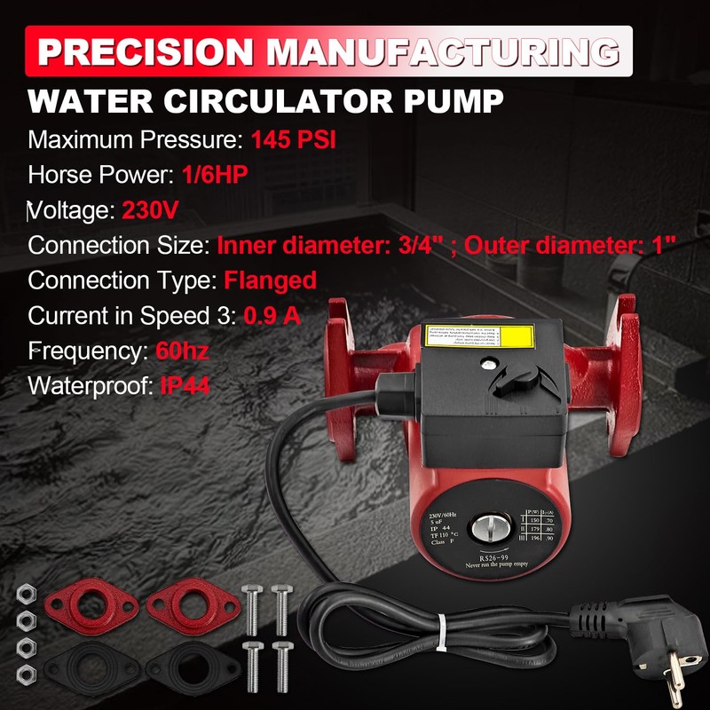 Dewinston UPS26-99SFC 230V 1/6Hp Hot Water Circulation Pump Circulator Pump