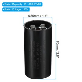 PATIKIL Motor Start Capacitor 161-193uF/Mfd 125VAC 50/60Hz CD60 Operation Capacitor Motor Start Capacitor for Electric Motor Starts Running