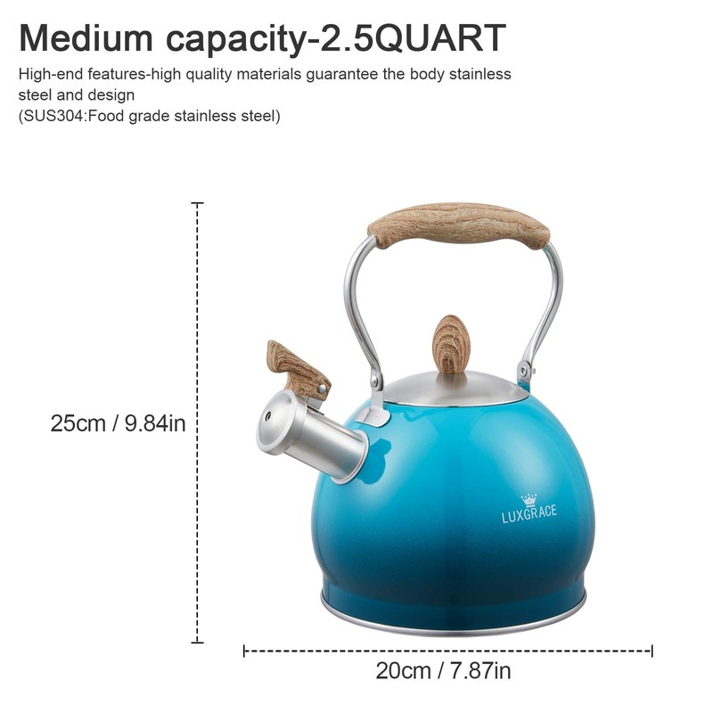 Creative Home 2.6 Qt. Stainless Steel Whistling Tea Kettle Teapot