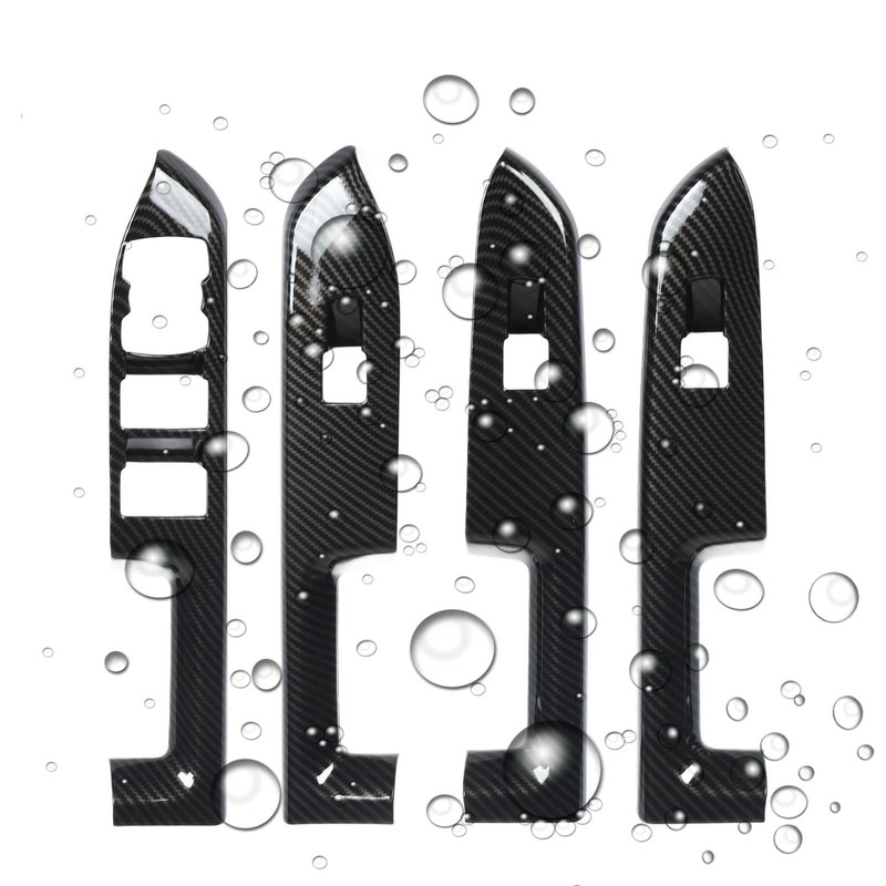 4 Pcs Door Window Control Panel Cover Carbon Fiber Style