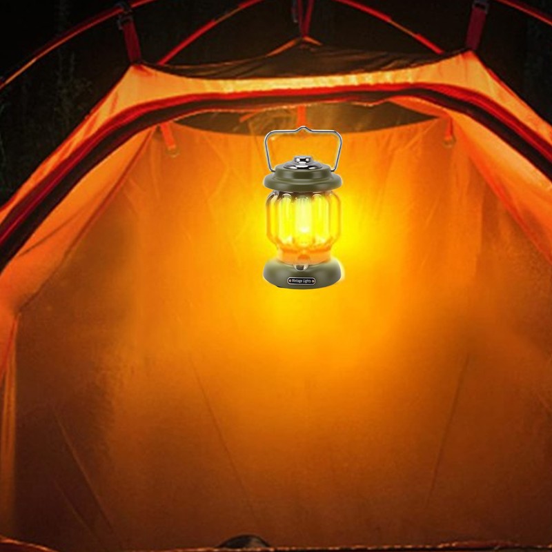 Retro Camping Light Rechargeable Warm Light Vintage Lamp Hanging Tent