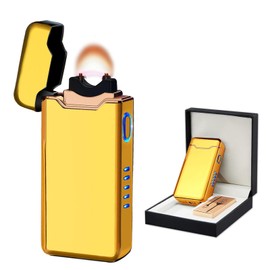 BABOBIU Rechargeable Electric Lighter,Windproof USB Arc Lighter with Safe Design,Vintage Style High-Power Encendedor for Candles,BBQs,and More,Durable & Portable Electric Lighters Rechargeable (Gold)
