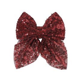 Koolgil Girl's Lovely Fashion Sequins Big Bowknot Hair Clips for Travel Party Festivals Photography (Burgundy)