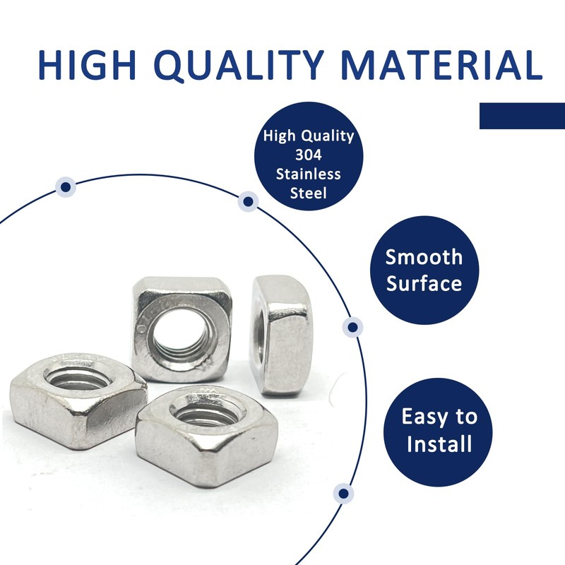 20 Pcs M8 Square Nuts,304 Stainless Steel Machine Square Screw