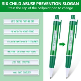 100 Pcs Mental Health Awareness Items Green Ribbon Message Pens World Mental Health Day Retractable Ballpoint Pen for School Nonprofit Organization Charity Classroom Supply Kid Gift 1.0 mm Black Ink