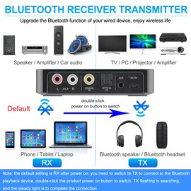 Bluetooth 5.0 Transmitter Receiver Adapter Audio 3 in 1 Bluetooth Audio Adapter 3.5mm AUX RCA Optical USB HiFi Stereo Music, FCC Pass 2A4RO-M6