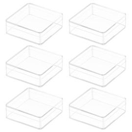 Acrylic box, Worasign Small Acrylic Box Clear 6 Pack 2.4x2.4x0.79 Inches Min Clear Acrylic Plastic Square Plastic Containers, Plastic Square Cube with Lid for Candy Pill ,Tiny Jewelry Beads, Coins