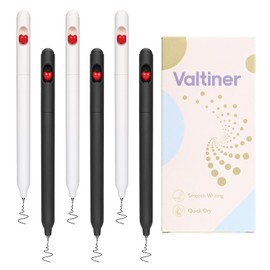 Valtiner 6Pcs Cute Rotatable Gel Pens, 0.5 mm Fine Point CS Pen Tip, Quick Dry Black Gel Ink Pen for Note Taking, Smooth Writing, School Office Supplies (Heart Theme)