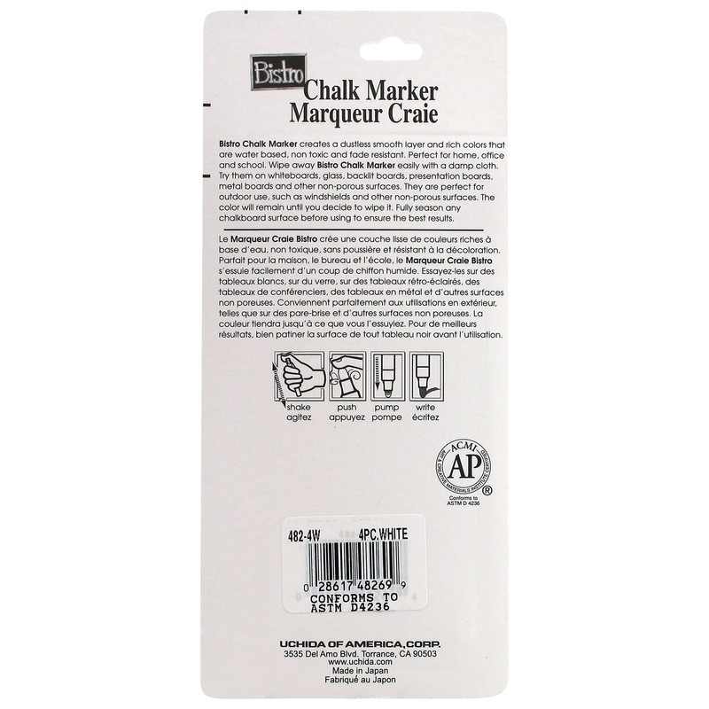 Bistro Chalk Marker Fine Point Set 4/Pkg - White