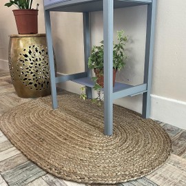 Second Nature Online - DHAKA Jute Area Rug | 100% Natural Fiber | Hand Woven | Ethical Trade | Eco-Friendly (Oval - 60 x 90 cm)