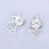 Sterling Silver Cat Kitten Outline Stud Earrings