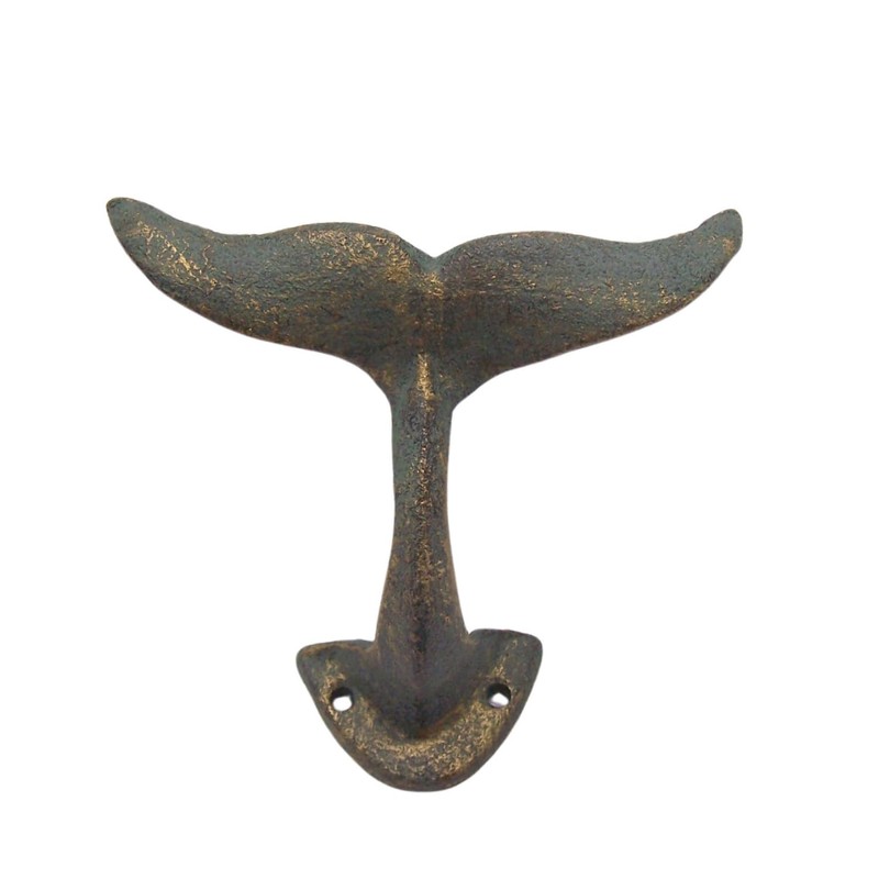 Wowser Green Whale Tail Cast Iron Wall Hook, 4 3/4