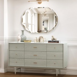 JACUKO Bathroom Mirrors for Over Sink, Round Frameless Mirrors for Wall, 20x30 Inch Beveled Bathroom Mirror, Bathroom Vanity Circle Mirror for Bedroom Living Room Entryway Home Decor