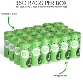 Friendly Whiskers 360 Count Dog Poop Bags. Dog Waste Bags, Use Poop Bags for Puppys. 24 Dog Poop Bag Rolls. Lavender Scent Dog Poop Bags. Scented. (Green)