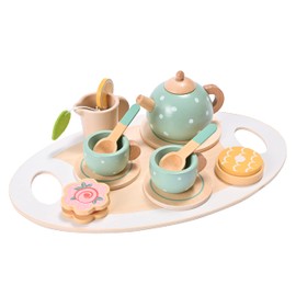 Wooden Tea Set Toy, Wooden Toys, Kids Tea Set, Pretend Play Food for Toddlers, Play Kitchen Accessories for Kids, Tea Party Set, Birthday Christmas Easter Gift for Boys or Girls