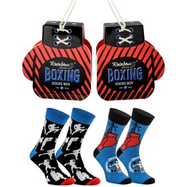 Rainbow Socks - Women's Men's Funny Boxing Gloves Socks - Novelty Gift for Boxers and Martial Arts Fans - 2 Pairs, 1 x boxing gloves