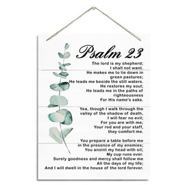 Christian Decor, Rustic Hanging Wood Plaque Sign, Modern Farmhouse Decor, Home Office Decor, Christian Artwork, Psalm 23 Sign, Bible Verse Sign Decor, Christian Gift, Housewarming Gift