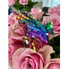 CrownOfRibbons Unicorn Keyring, Rainbow Girls Suitcase luggage accessory, Sequin Sparkles