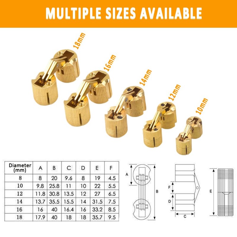 BE-TOOL Hinge, 12mm Brass Invisible Hinge Pure Copper Hidden Concealed