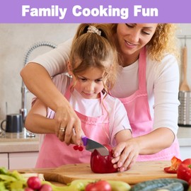 Kibbidea 4 Pcs kids knife set for real cooking, Kids First Cutting Knives Set, Round Tip Kids Friendly Kitchen Knife, BPA-free Stainless Steel Kids Chef Knife to Learn to Cook (Violet)