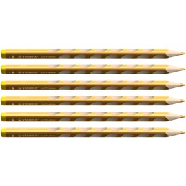 STABILO - Ergonomic colouring pencil for left-handed users - EASYcolors - 6 pack - gold